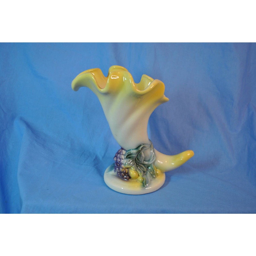 Hull Pottery Fiesta Cornucopia Vase 8.5'' Yellow